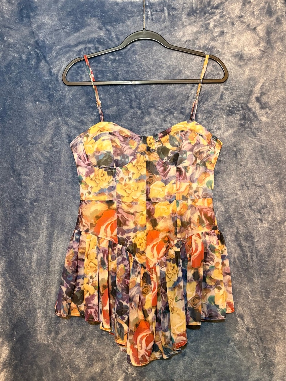 Cider Multicolor Floral Sweetheart Bustier Mini Dress